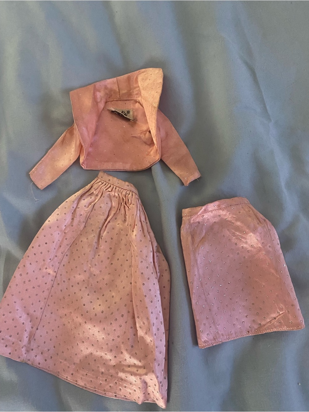 Vintage Barbie 1963 satin bolero , satin skirt , satin wrap skirt